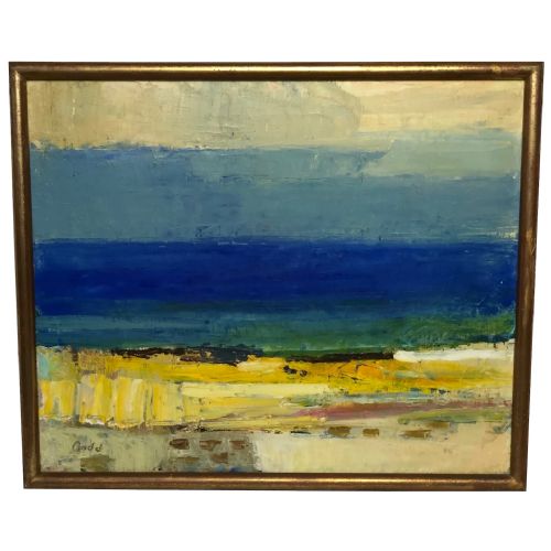 cubism oil painting stenungsund swedish coastal beach karl axel gadd - CATEGORY: ANTIQUE ART - DATED 1960