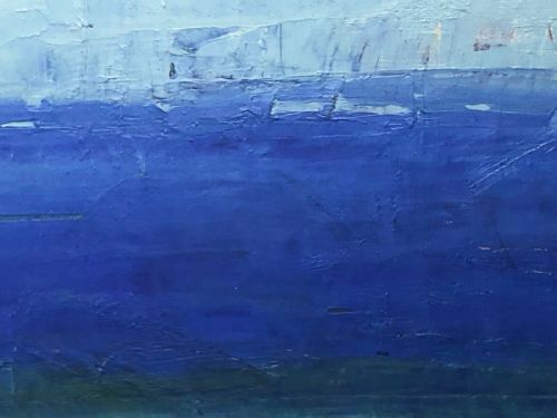 CUBISM OIL PAINTING STENUNGSUND SWEDISH COASTAL BEACH KARL AXEL GADD - ADDITIONAL PHOTO 1