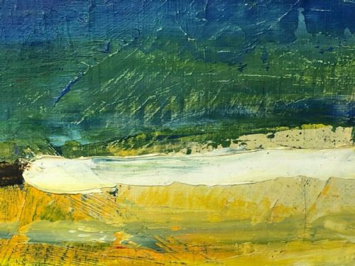 CUBISM OIL PAINTING STENUNGSUND SWEDISH COASTAL BEACH KARL AXEL GADD - ADDITIONAL PHOTO 10