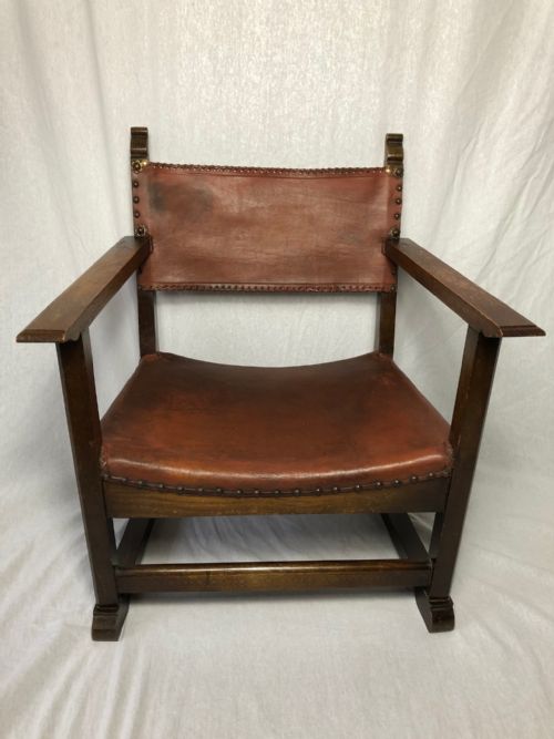 ADOLF LOOS VIENNA FIRESIDE LEATHER ARMCHAIR SECESSIONIST OAK C1930 - ADDITIONAL PHOTO 2