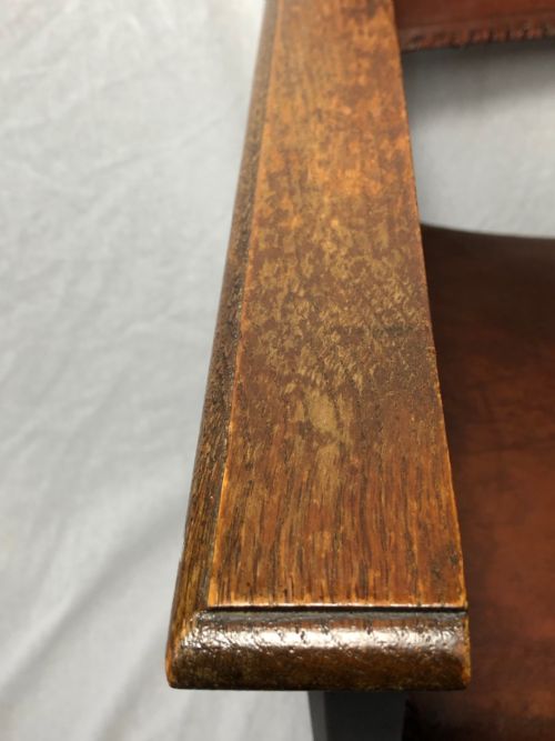 ADOLF LOOS VIENNA FIRESIDE LEATHER ARMCHAIR SECESSIONIST OAK C1930 - ADDITIONAL PHOTO 11