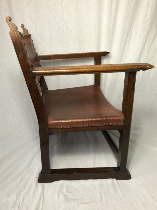 ADOLF LOOS VIENNA FIRESIDE LEATHER ARMCHAIR SECESSIONIST OAK C1930 - ADDITIONAL PHOTO 13