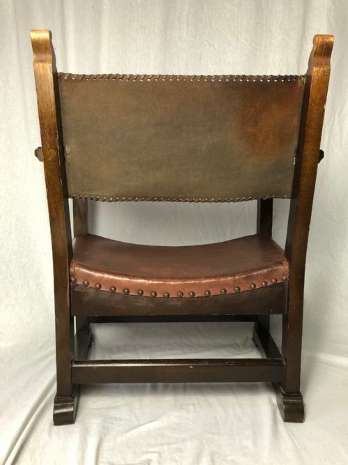 ADOLF LOOS VIENNA FIRESIDE LEATHER ARMCHAIR SECESSIONIST OAK C1930 - ADDITIONAL PHOTO 15
