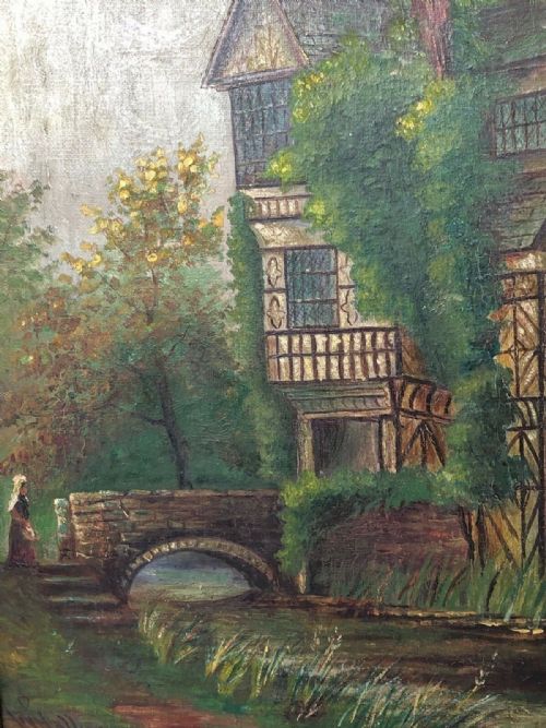 OIL PAINTING HISTORIC TUDOR HOUSE LITTLE MORETON HALL CONGLETON - ADDITIONAL PHOTO 1
