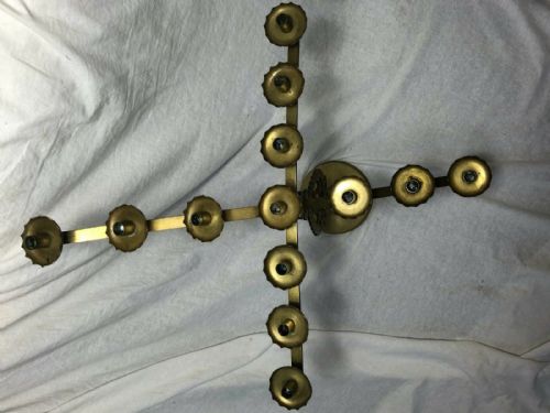 PAIR FINE FRENCH BRASS FLEUR DE LIS 19TH ALTER 13 BRANCH CANDLESTICKS - ADDITIONAL PHOTO 6