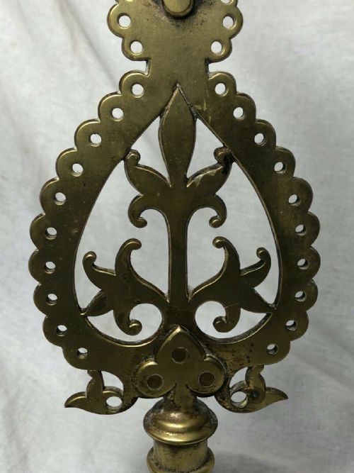 PAIR FINE FRENCH BRASS FLEUR DE LIS 19TH ALTER 13 BRANCH CANDLESTICKS - ADDITIONAL PHOTO 7