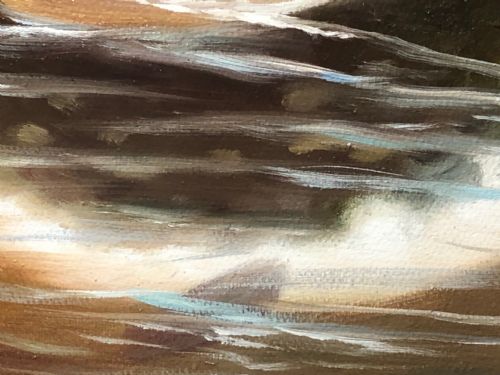 FINE ART SPORTING OIL PAINTING STUDY PIKE FISH RISING FROM THE RIVER - ADDITIONAL PHOTO 4