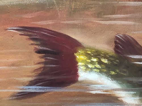 FINE ART SPORTING OIL PAINTING STUDY PIKE FISH RISING FROM THE RIVER - ADDITIONAL PHOTO 6