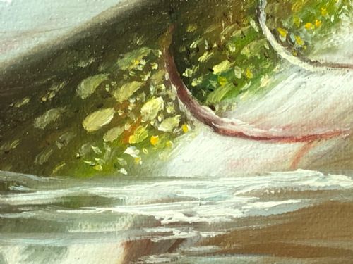 FINE ART SPORTING OIL PAINTING STUDY PIKE FISH RISING FROM THE RIVER - ADDITIONAL PHOTO 10