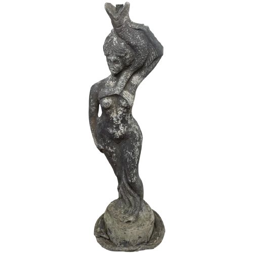 19th century french garden fountain spout lead lady the fisherwoman - CATEGORY: ANTIQUE MISCELLANEOUS - DATED 19TH CENTURY