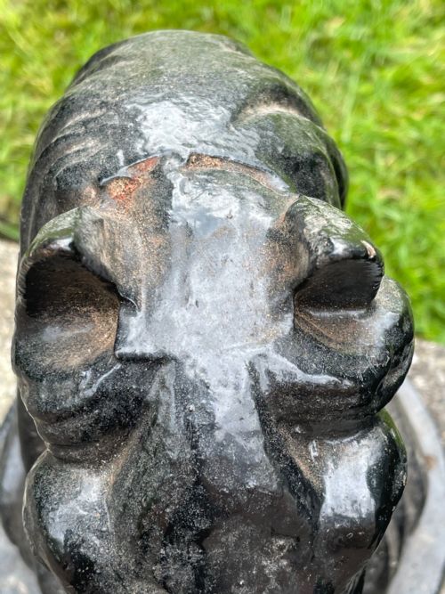 fig 3. Pair Antique Horse Head Busts Cast Iron Garden Gate Post Top Finials