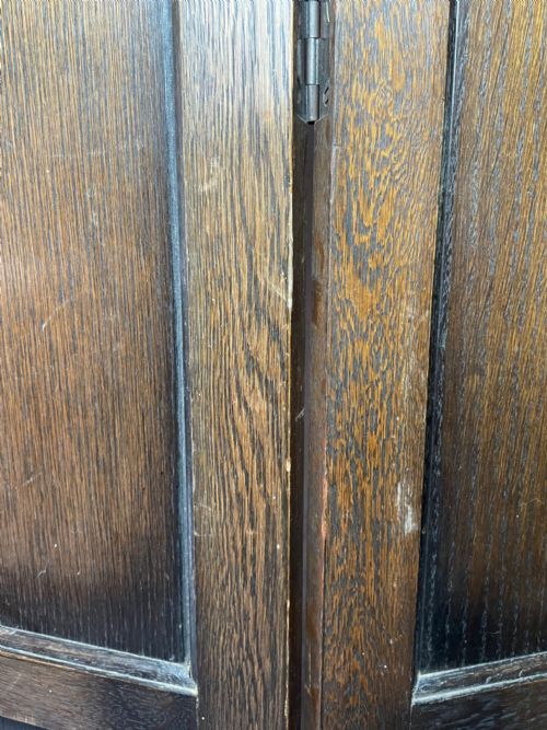 EDWARDIAN SOLID CARVED OAK 3 PANELLED ROOM EXTENDING DIVIDER SCREEN - ADDITIONAL PHOTO 2
