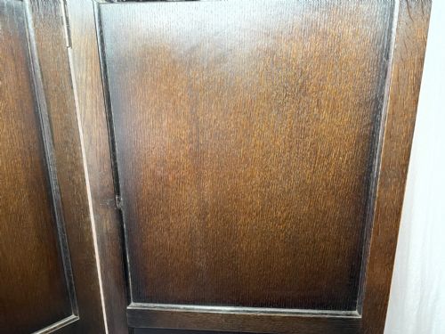 EDWARDIAN SOLID CARVED OAK 3 PANELLED ROOM EXTENDING DIVIDER SCREEN - ADDITIONAL PHOTO 7