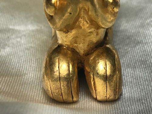 CHINESE LATE QING GILT BRONZE RECUMBENT DRAGON PAPERWEIGHT SCULPTURE - ADDITIONAL PHOTO 4