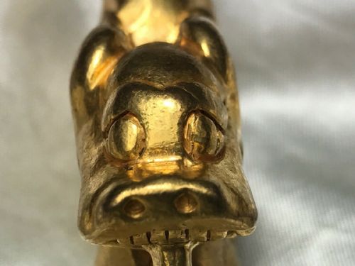 CHINESE LATE QING GILT BRONZE RECUMBENT DRAGON PAPERWEIGHT SCULPTURE - ADDITIONAL PHOTO 8
