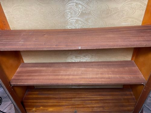 ART DECO WALNUT CURVED BOOKCASE DISPLAY 2 GLASS DOORS CABINET - ADDITIONAL PHOTO 15