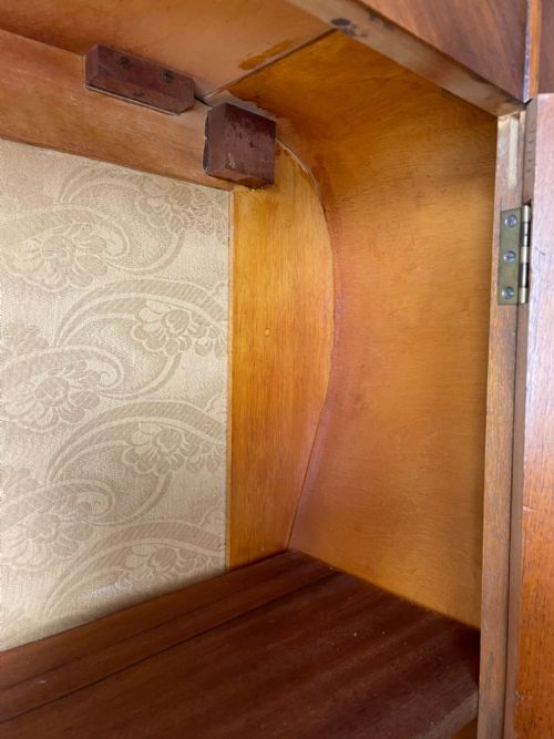 ART DECO WALNUT CURVED BOOKCASE DISPLAY 2 GLASS DOORS CABINET - ADDITIONAL PHOTO 16