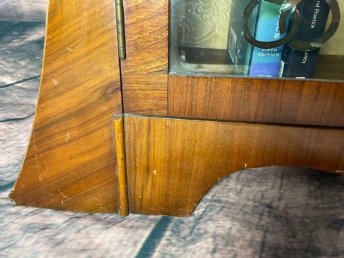 ART DECO WALNUT CURVED BOOKCASE DISPLAY 2 GLASS DOORS CABINET - ADDITIONAL PHOTO 20
