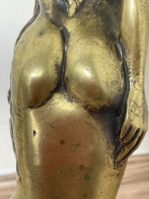 ART DECO FRENCH SIGNED GILT BRONZE 2 FEMALE NUDE MERMAIDS SWIMMING - ADDITIONAL PHOTO 4