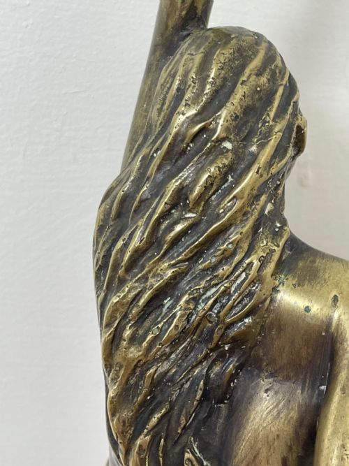 ART DECO FRENCH SIGNED GILT BRONZE 2 FEMALE NUDE MERMAIDS SWIMMING - ADDITIONAL PHOTO 6
