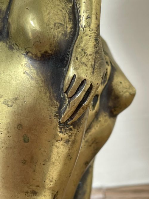 ART DECO FRENCH SIGNED GILT BRONZE 2 FEMALE NUDE MERMAIDS SWIMMING - ADDITIONAL PHOTO 7