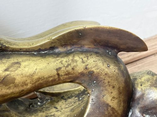 ART DECO FRENCH SIGNED GILT BRONZE 2 FEMALE NUDE MERMAIDS SWIMMING - ADDITIONAL PHOTO 12