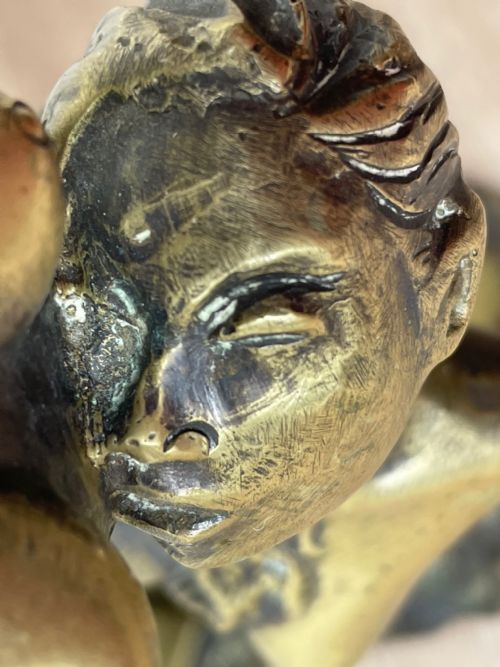 ART DECO FRENCH SIGNED GILT BRONZE 2 FEMALE NUDE MERMAIDS SWIMMING - ADDITIONAL PHOTO 13