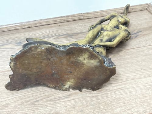 ART DECO FRENCH SIGNED GILT BRONZE 2 FEMALE NUDE MERMAIDS SWIMMING - ADDITIONAL PHOTO 15