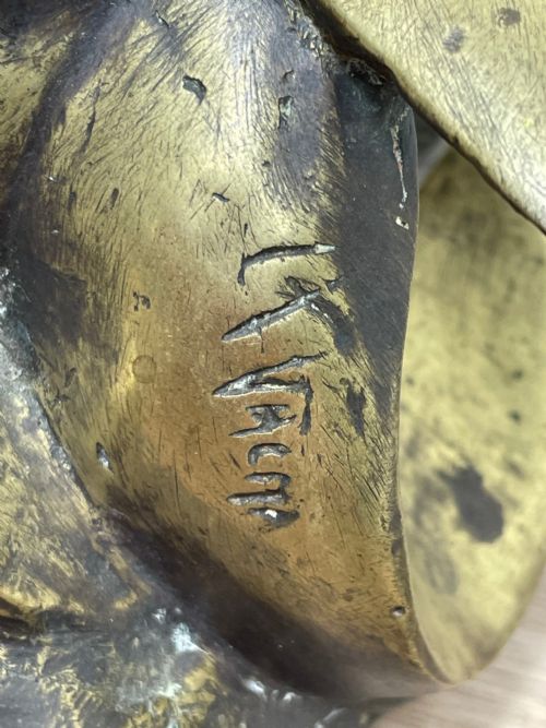 ART DECO FRENCH SIGNED GILT BRONZE 2 FEMALE NUDE MERMAIDS SWIMMING - ADDITIONAL PHOTO 17