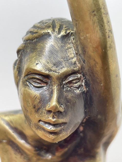 ART DECO FRENCH SIGNED GILT BRONZE 2 FEMALE NUDE MERMAIDS SWIMMING - ADDITIONAL PHOTO 18