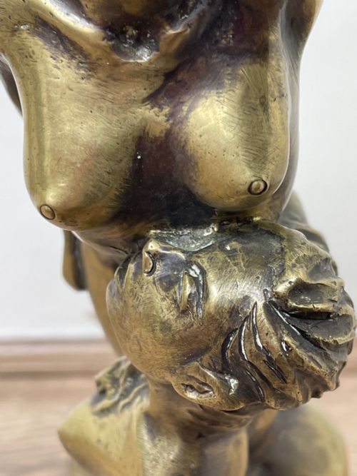 ART DECO FRENCH SIGNED GILT BRONZE 2 FEMALE NUDE MERMAIDS SWIMMING - ADDITIONAL PHOTO 19