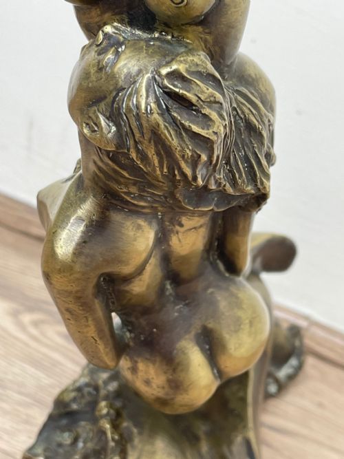 ART DECO FRENCH SIGNED GILT BRONZE 2 FEMALE NUDE MERMAIDS SWIMMING - ADDITIONAL PHOTO 20