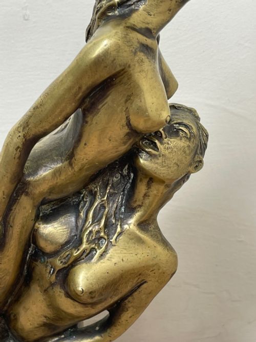 ART DECO FRENCH SIGNED GILT BRONZE 2 FEMALE NUDE MERMAIDS SWIMMING - ADDITIONAL PHOTO 21