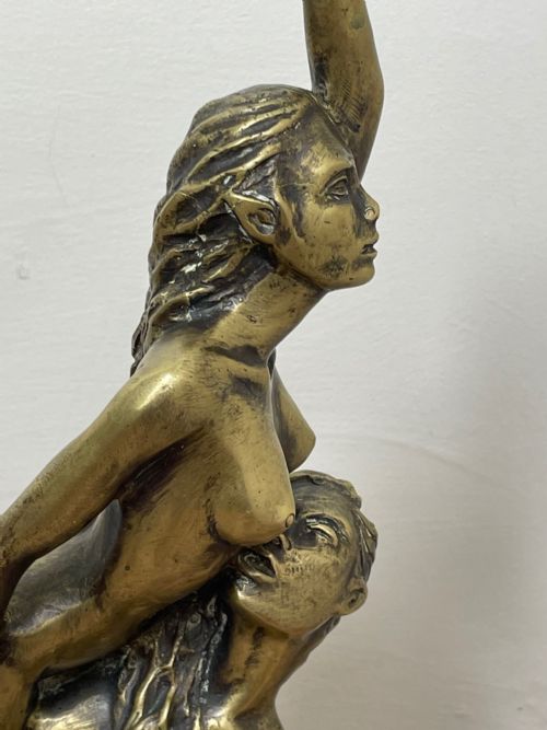 ART DECO FRENCH SIGNED GILT BRONZE 2 FEMALE NUDE MERMAIDS SWIMMING - ADDITIONAL PHOTO 22