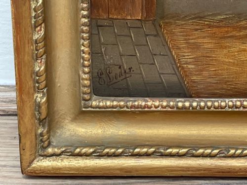 fig 3.  19th Century Oil Painting Horse In Stable By Edwin Loder 1827-1885