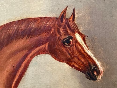 fig 6.  19th Century Oil Painting Horse In Stable By Edwin Loder 1827-1885