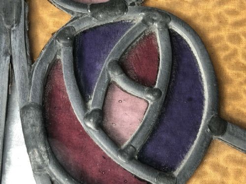 2 VICTORIAN ARTS CRAFTS BULLSEYE STAINED LEADED GLASS WINDOW PANELS - ADDITIONAL PHOTO 5