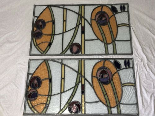 2 VICTORIAN ARTS CRAFTS BULLSEYE STAINED LEADED GLASS WINDOW PANELS - ADDITIONAL PHOTO 6