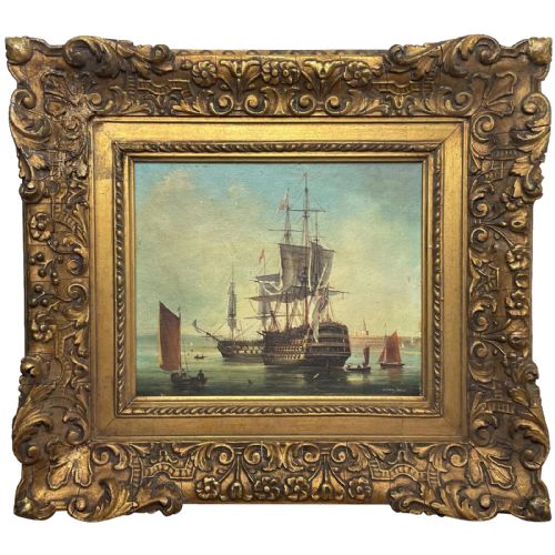 seascape oil painting first rate man o war ships by brian coole - CATEGORY: ANTIQUE ART - DATED 1960