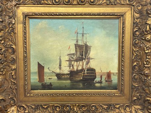 SEASCAPE OIL PAINTING FIRST RATE MAN O WAR SHIPS BY BRIAN COOLE - ADDITIONAL PHOTO 2