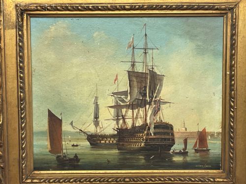 SEASCAPE OIL PAINTING FIRST RATE MAN O WAR SHIPS BY BRIAN COOLE - ADDITIONAL PHOTO 4