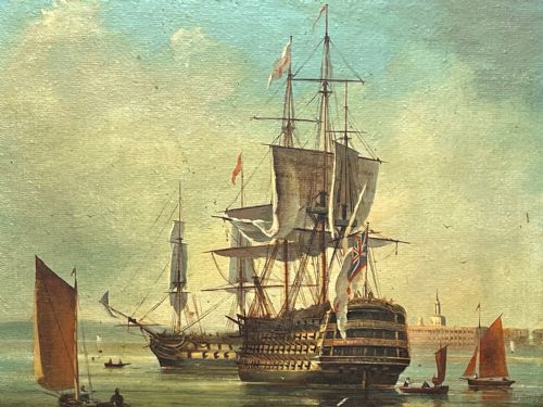SEASCAPE OIL PAINTING FIRST RATE MAN O WAR SHIPS BY BRIAN COOLE - ADDITIONAL PHOTO 5