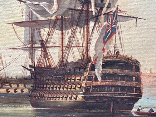 SEASCAPE OIL PAINTING FIRST RATE MAN O WAR SHIPS BY BRIAN COOLE - ADDITIONAL PHOTO 13