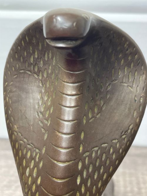 ART DECO EARLY 20TH CENTURY BRONZE SNAKE COBRA FORM SCULPTURE - ADDITIONAL PHOTO 4