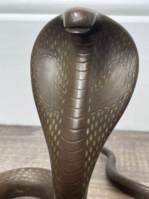ART DECO EARLY 20TH CENTURY BRONZE SNAKE COBRA FORM SCULPTURE - ADDITIONAL PHOTO 5