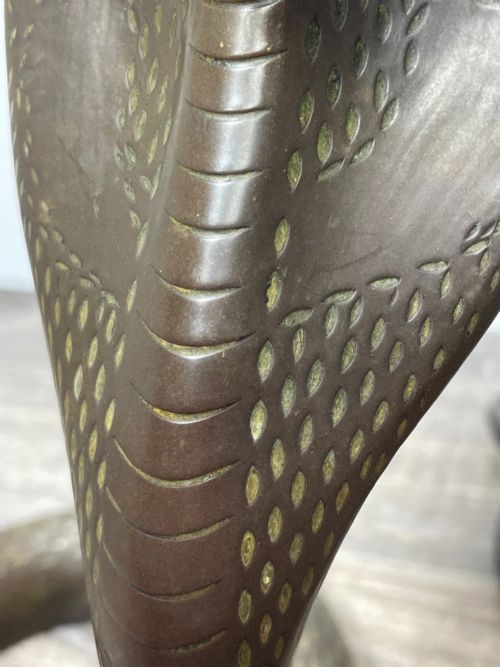 ART DECO EARLY 20TH CENTURY BRONZE SNAKE COBRA FORM SCULPTURE - ADDITIONAL PHOTO 6