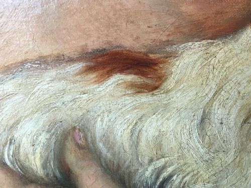 GENRE OIL PAINTING OF A YOUNG GIRL WITH CAVALIER KING CHARLES SPANIEL - ADDITIONAL PHOTO 8