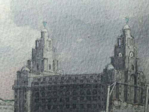 WATERCOLOUR RMS EMPRESS OF ENGLAND BRITAIN SHIP LIVERPOOL MERSEY - ADDITIONAL PHOTO 3