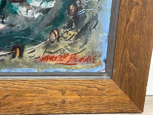 EXPRESSIONIST SCOTTISH OIL PAINTING HAULING THE NETS ARCHIBALD PEDDIE - ADDITIONAL PHOTO 2