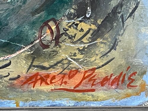 EXPRESSIONIST SCOTTISH OIL PAINTING HAULING THE NETS ARCHIBALD PEDDIE - ADDITIONAL PHOTO 5